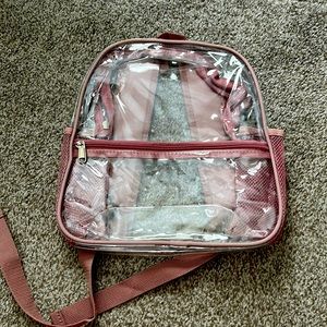 Clear pvc backpack in purple trim